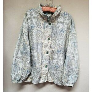 Vintage Stunt Sports Women Silk Paisley Print Bomber Jacket Large Pockets Casual